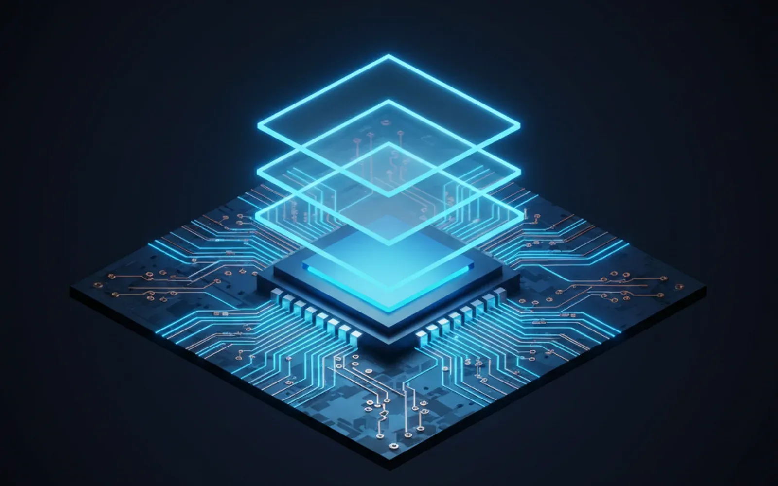 Abstract concentric squares evoking a CPU die